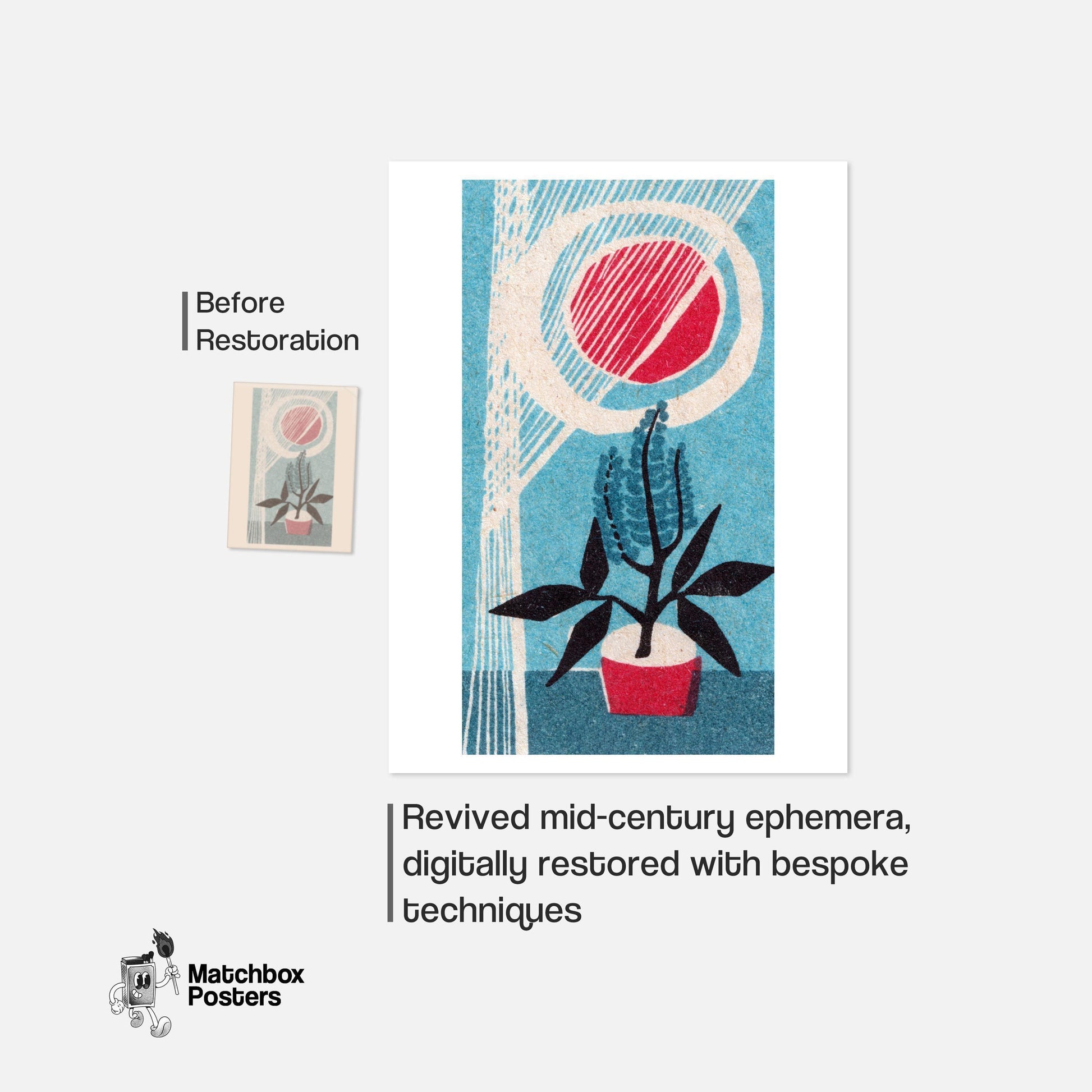 Potted Plant - vintage matchbox label print - framed wall art preview