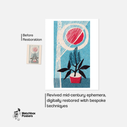 Potted Plant - vintage matchbox label print - framed wall art preview