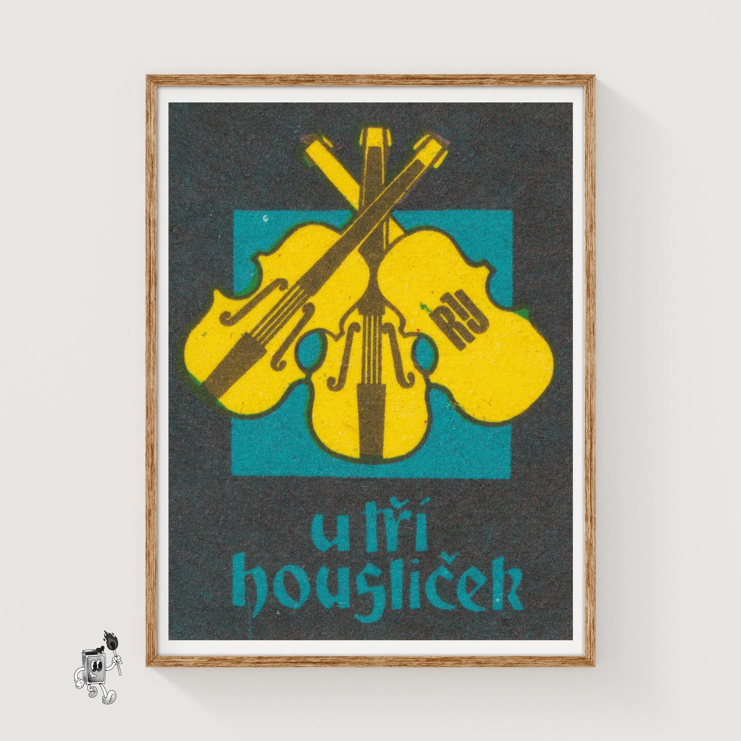 Three Violins - vintage matchbox label print