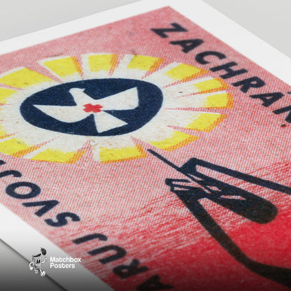 Hand Holding Flower Dove of Peace - vintage matchbox label print - close-up detail