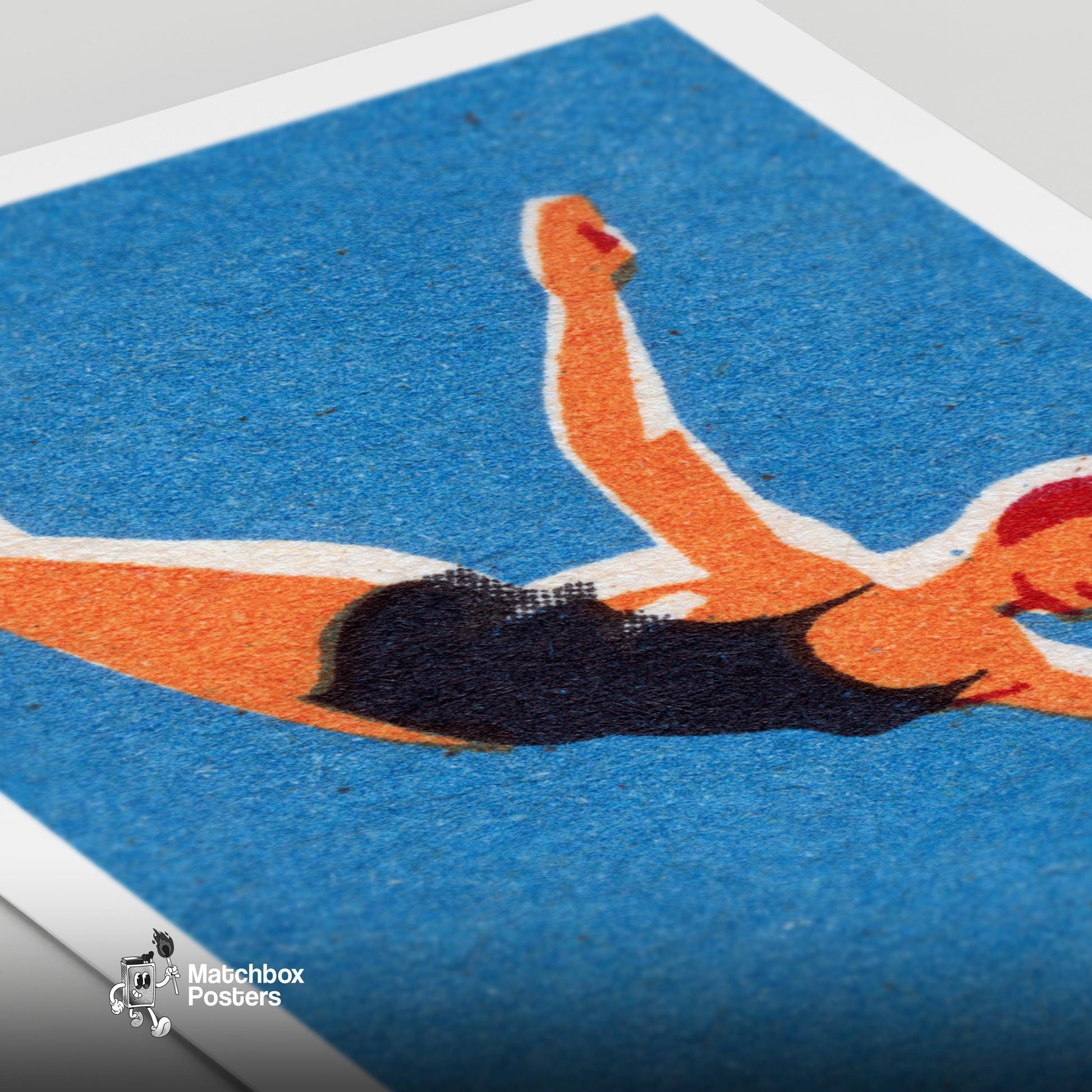 Diving Woman - vintage matchbox label print - close-up detail
