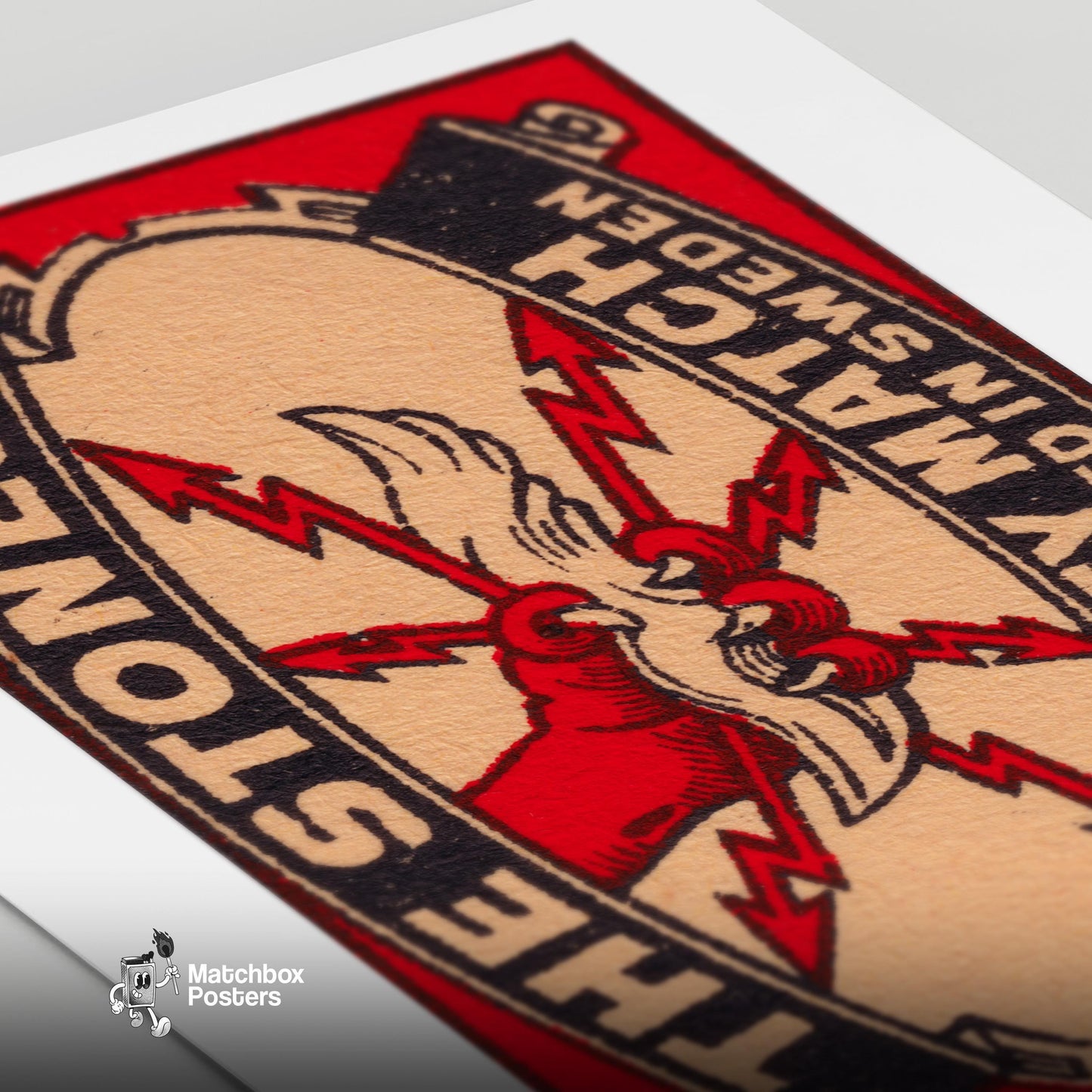 Eagle Claw - vintage matchbox label print - close-up detail