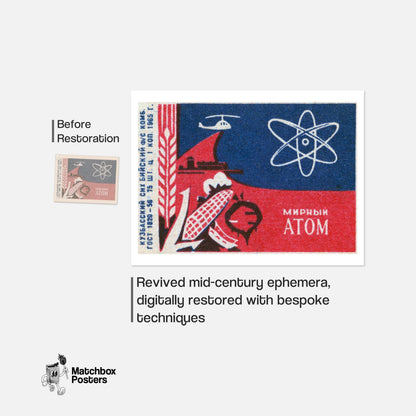 Atomic Symbol - vintage matchbox label print - framed wall art preview