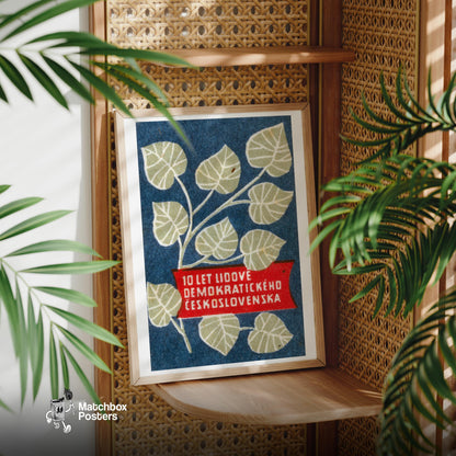 Leaf Branch - vintage matchbox label print - size comparison