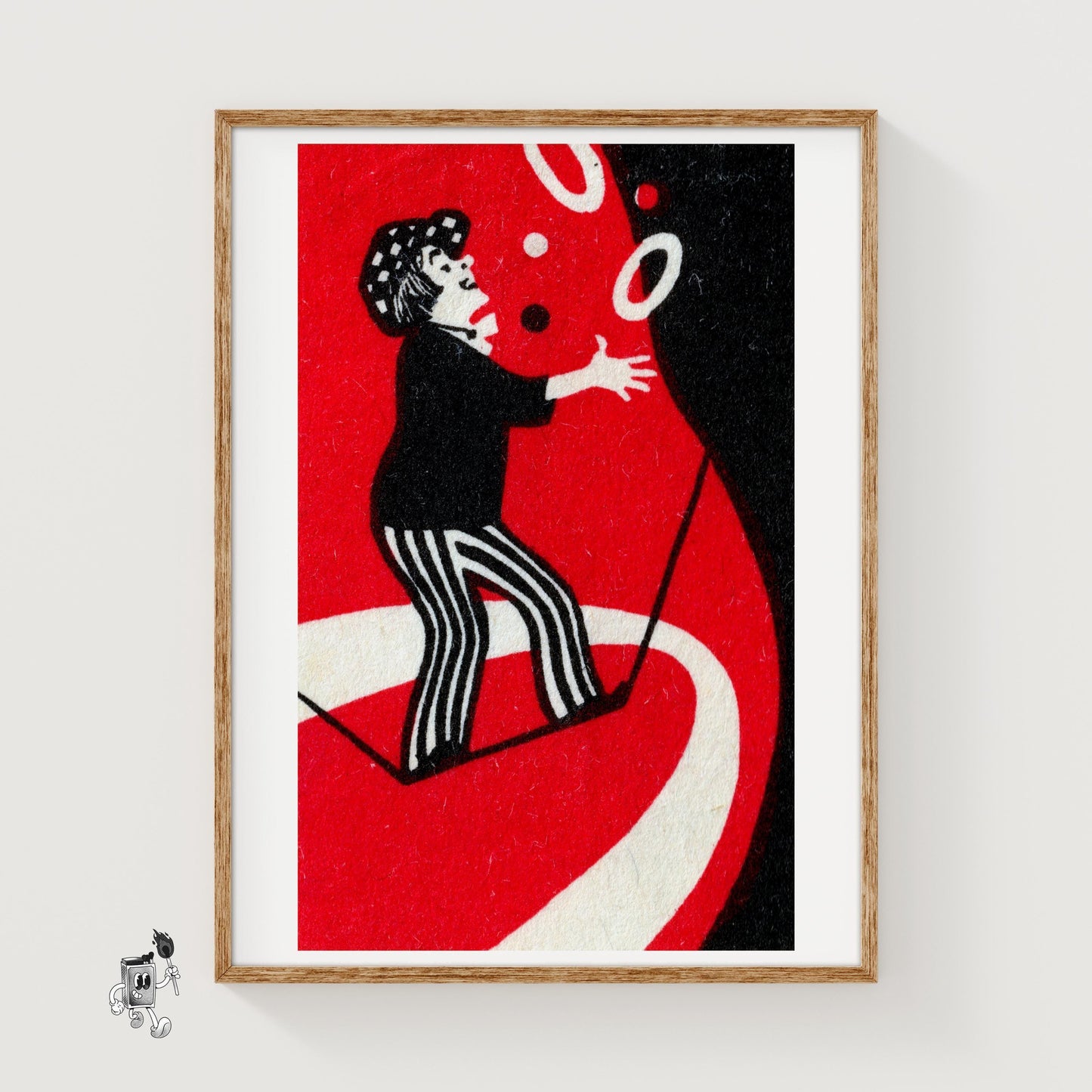 Clown Juggling Rings - vintage matchbox label print
