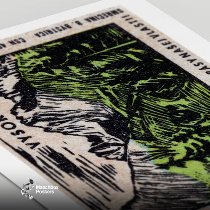 Mountain Range - vintage matchbox label print - close-up detail