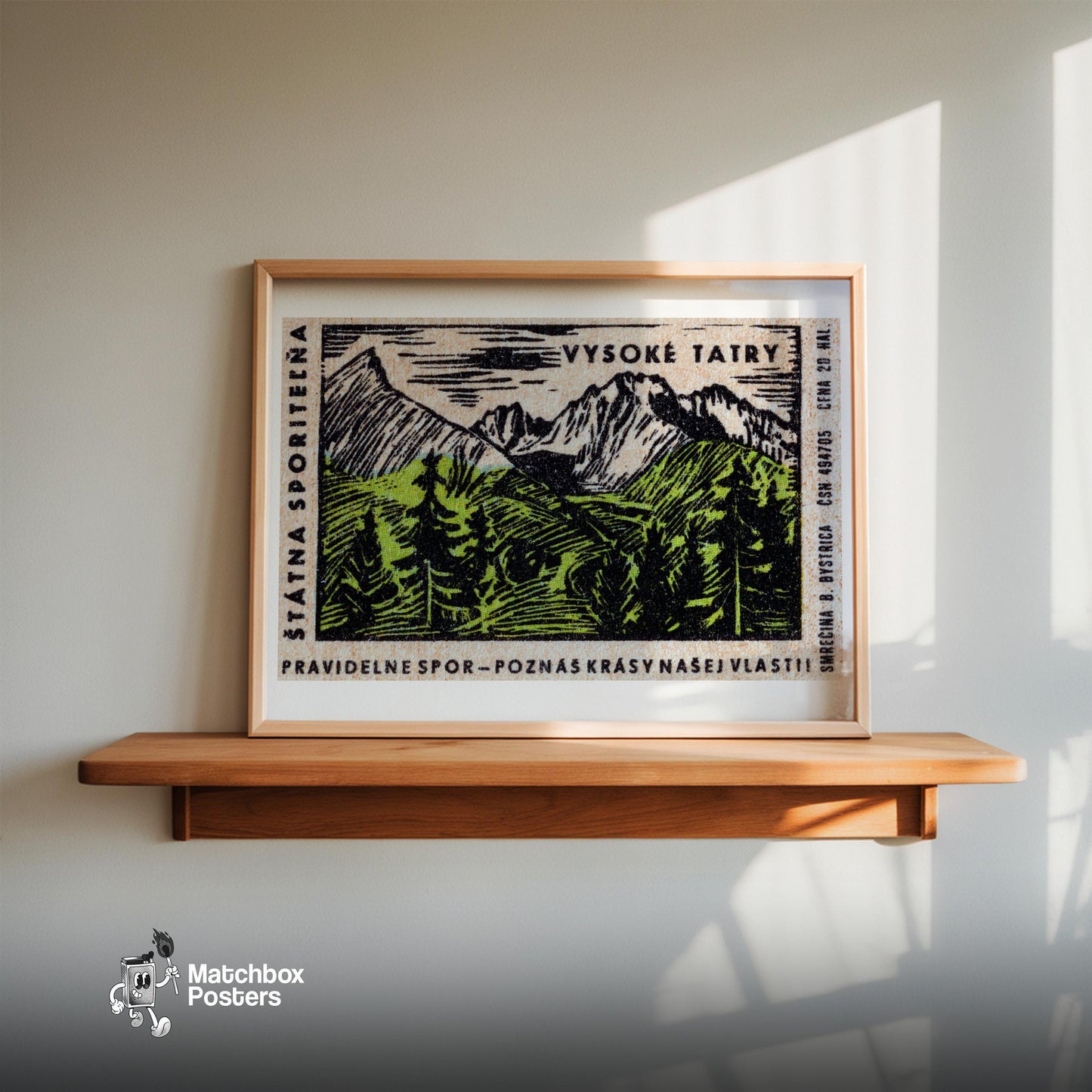 Mountain Range - vintage matchbox label print - size comparison