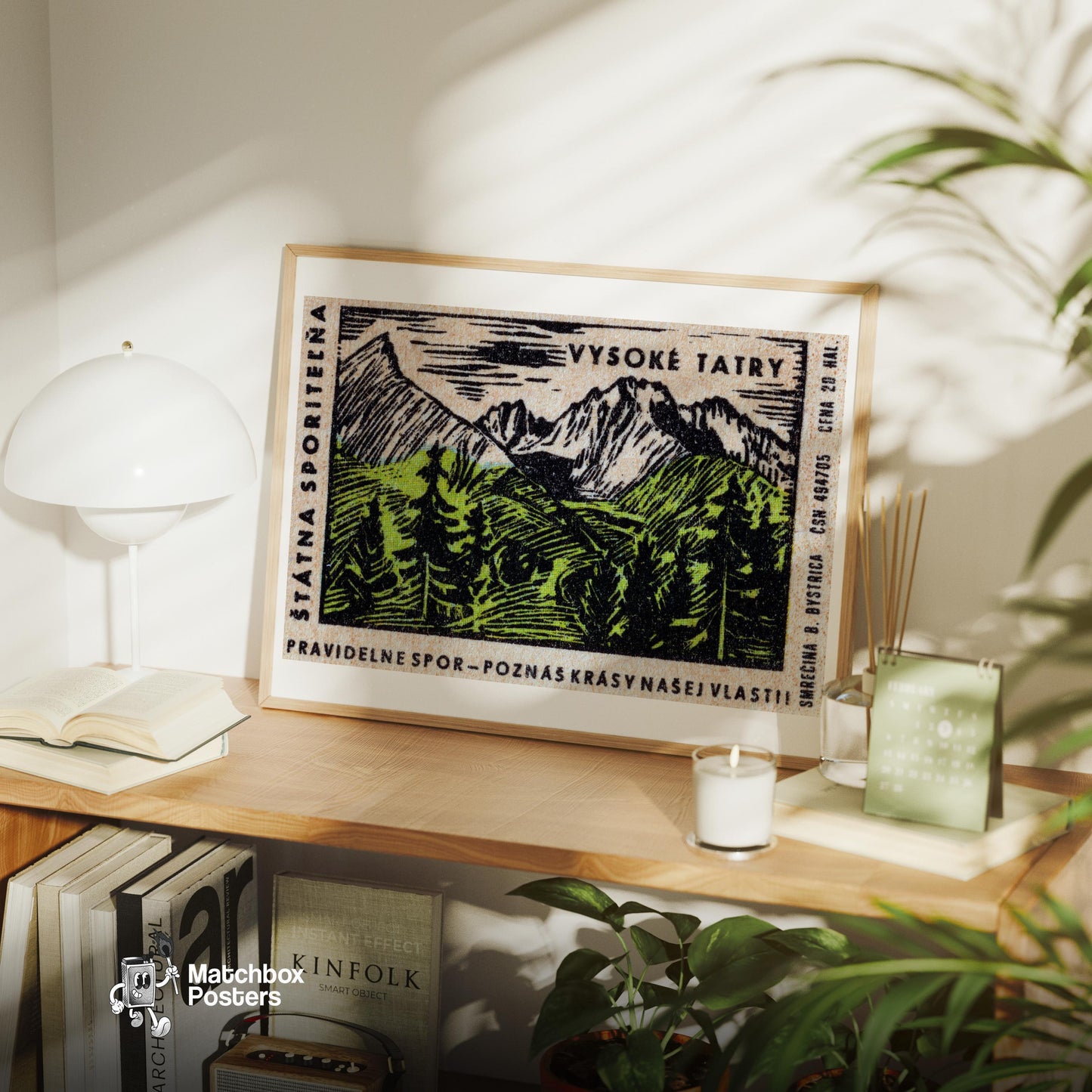 Mountain Range - vintage matchbox label print - office wall