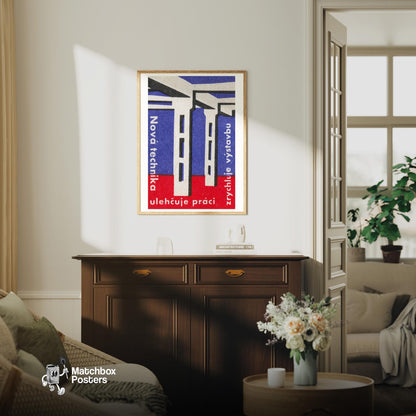 Industrial Structure - vintage matchbox label print - living room mockup
