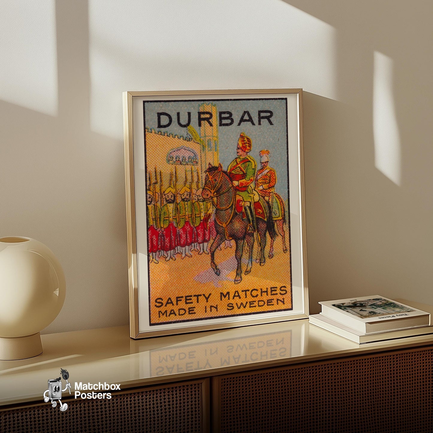 Soldier on Horseback - vintage matchbox label print - size comparison