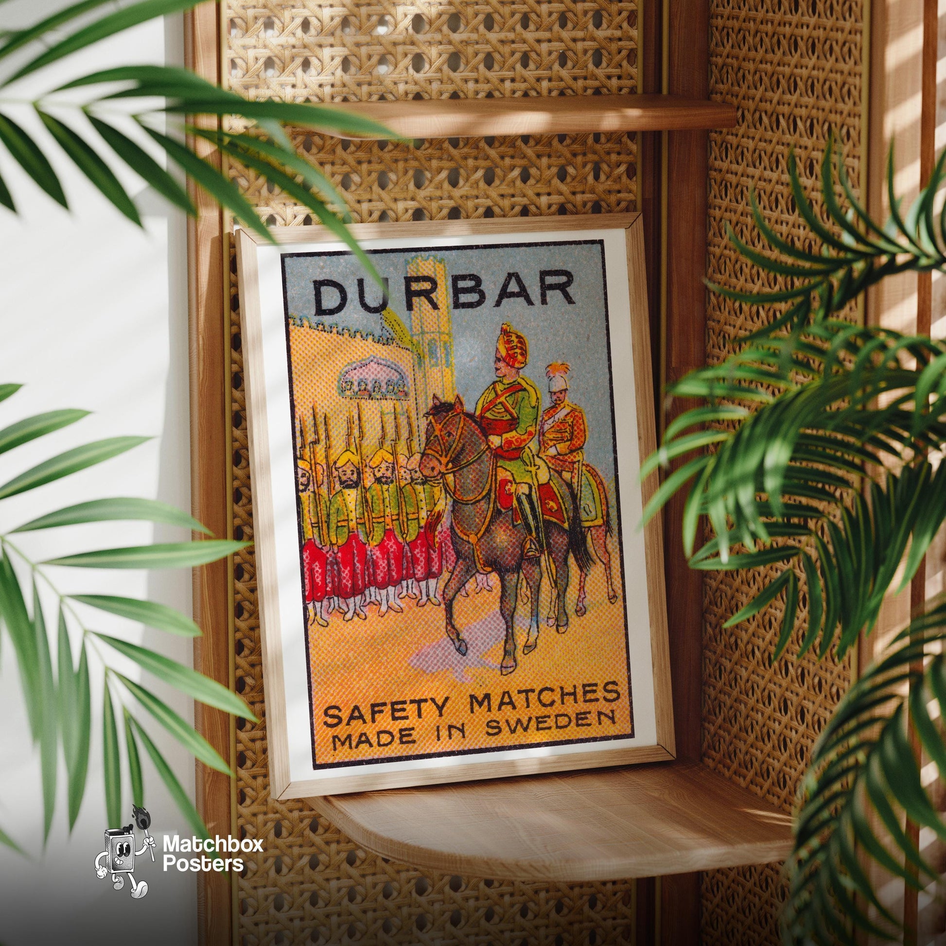 Soldier on Horseback - vintage matchbox label print - office wall