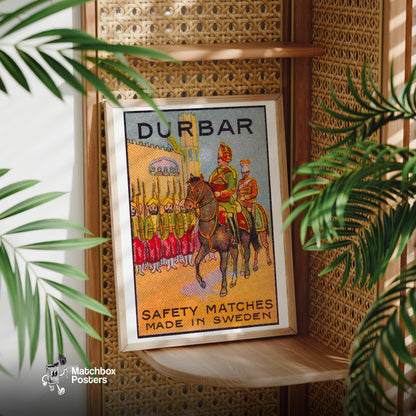 Soldier on Horseback - vintage matchbox label print - office wall