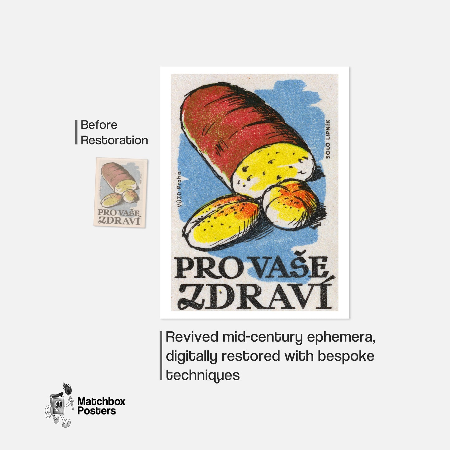 Potato - vintage matchbox label print - framed wall art preview