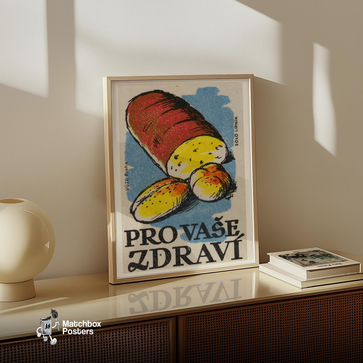 Potato - vintage matchbox label print - size comparison