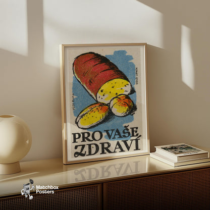 Potato - vintage matchbox label print - size comparison
