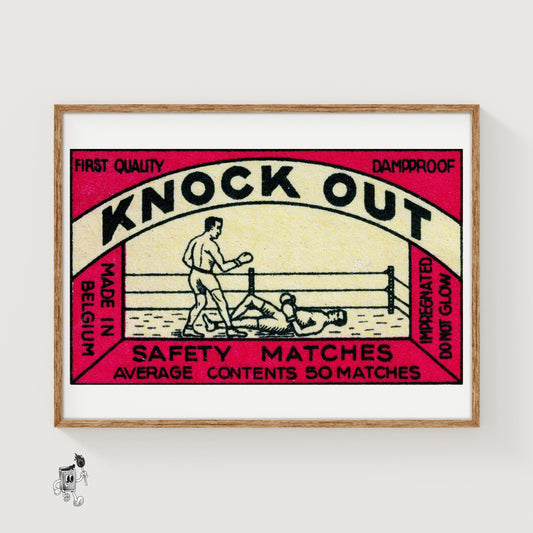 Boxing - vintage matchbox label print