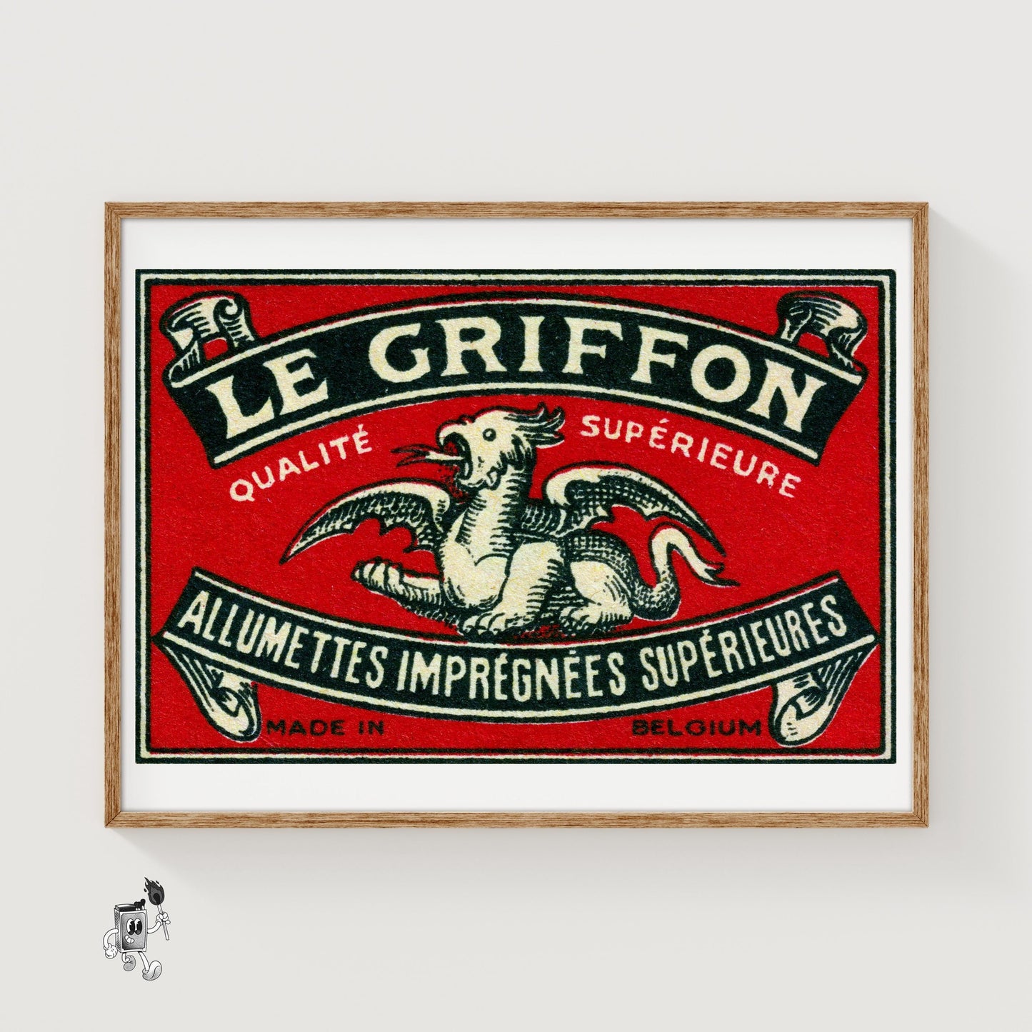 Griffon - vintage matchbox label print