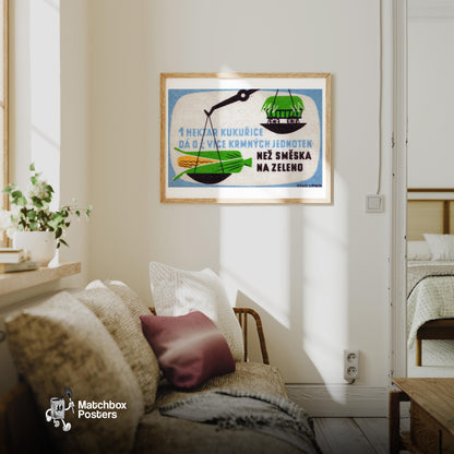 Grow Corn Not Hay - vintage matchbox label print - living room mockup