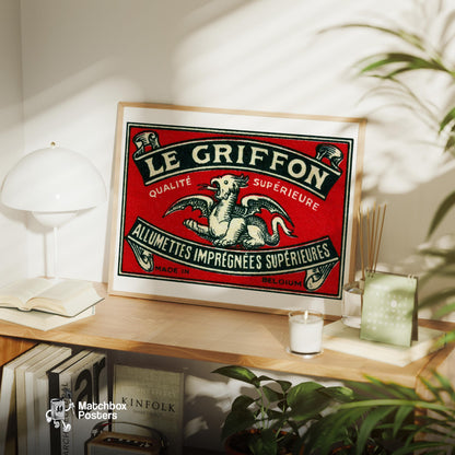 Griffon - vintage matchbox label print - office wall