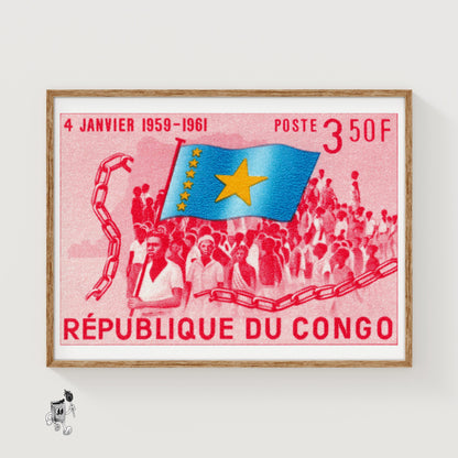 Congolese Liberation - vintage matchbox label print