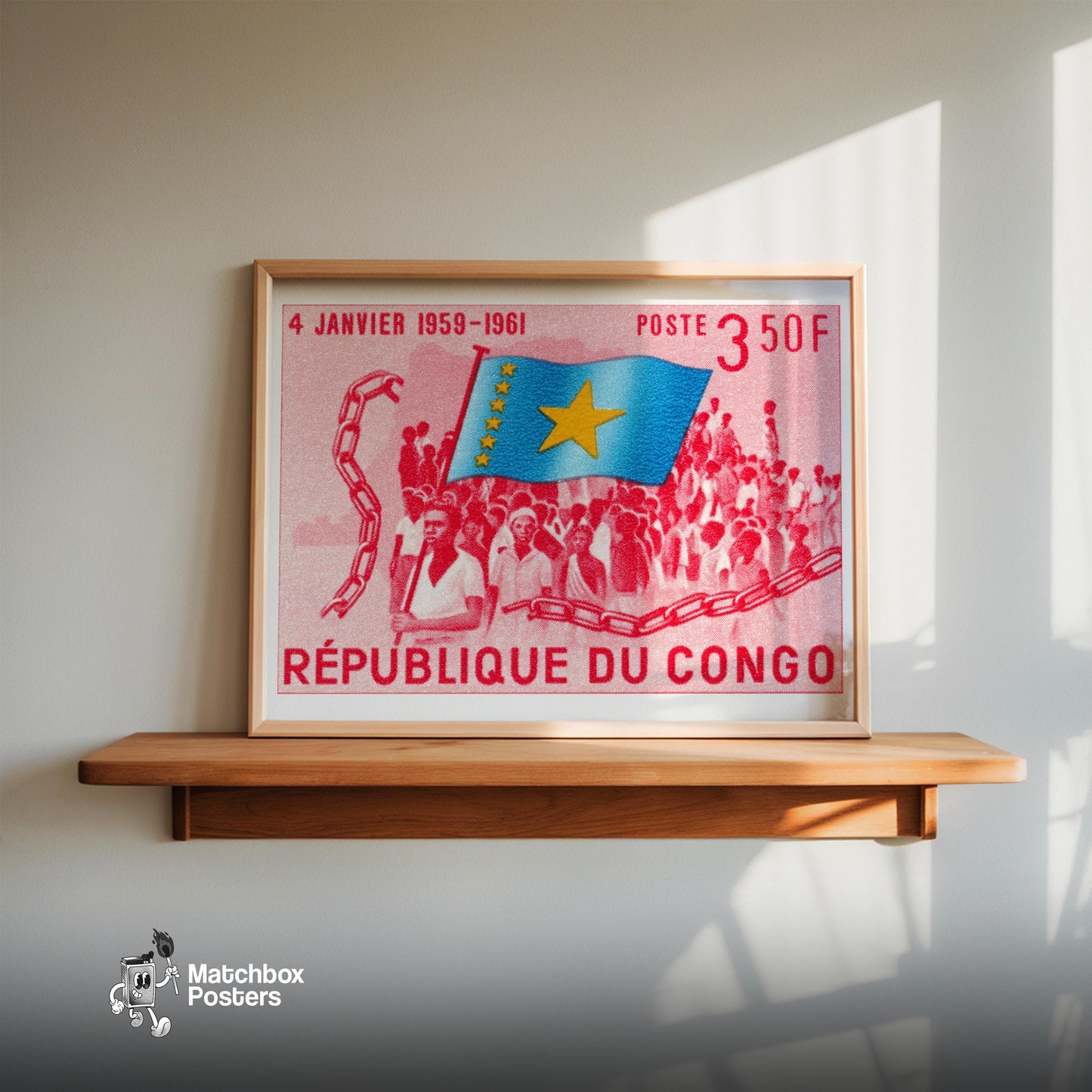 Congolese Liberation - vintage matchbox label print - size comparison
