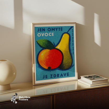 Fruit Matchbox Print: Vintage Czech - vintage matchbox label print - size comparison