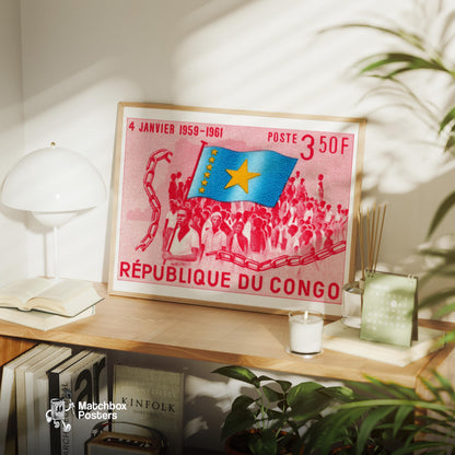 Congolese Liberation - vintage matchbox label print - office wall