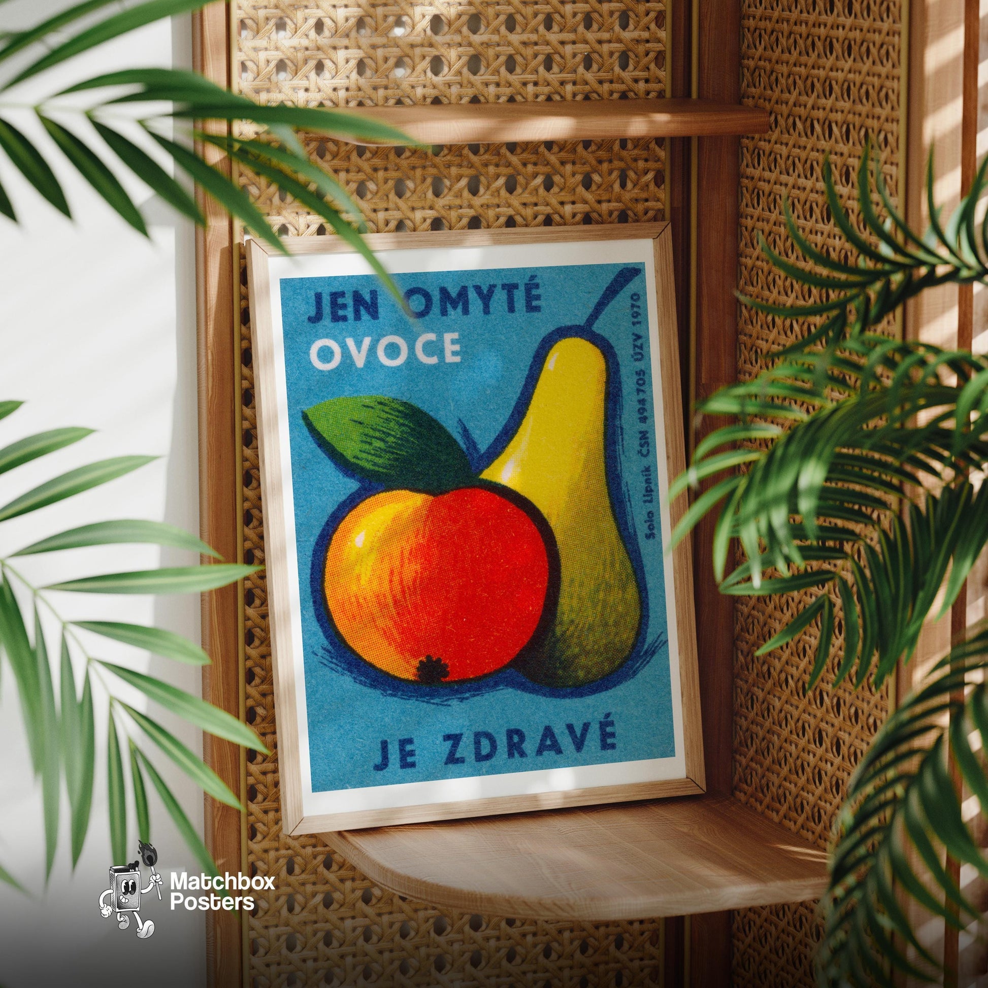 Fruit Matchbox Print: Vintage Czech - vintage matchbox label print - office wall