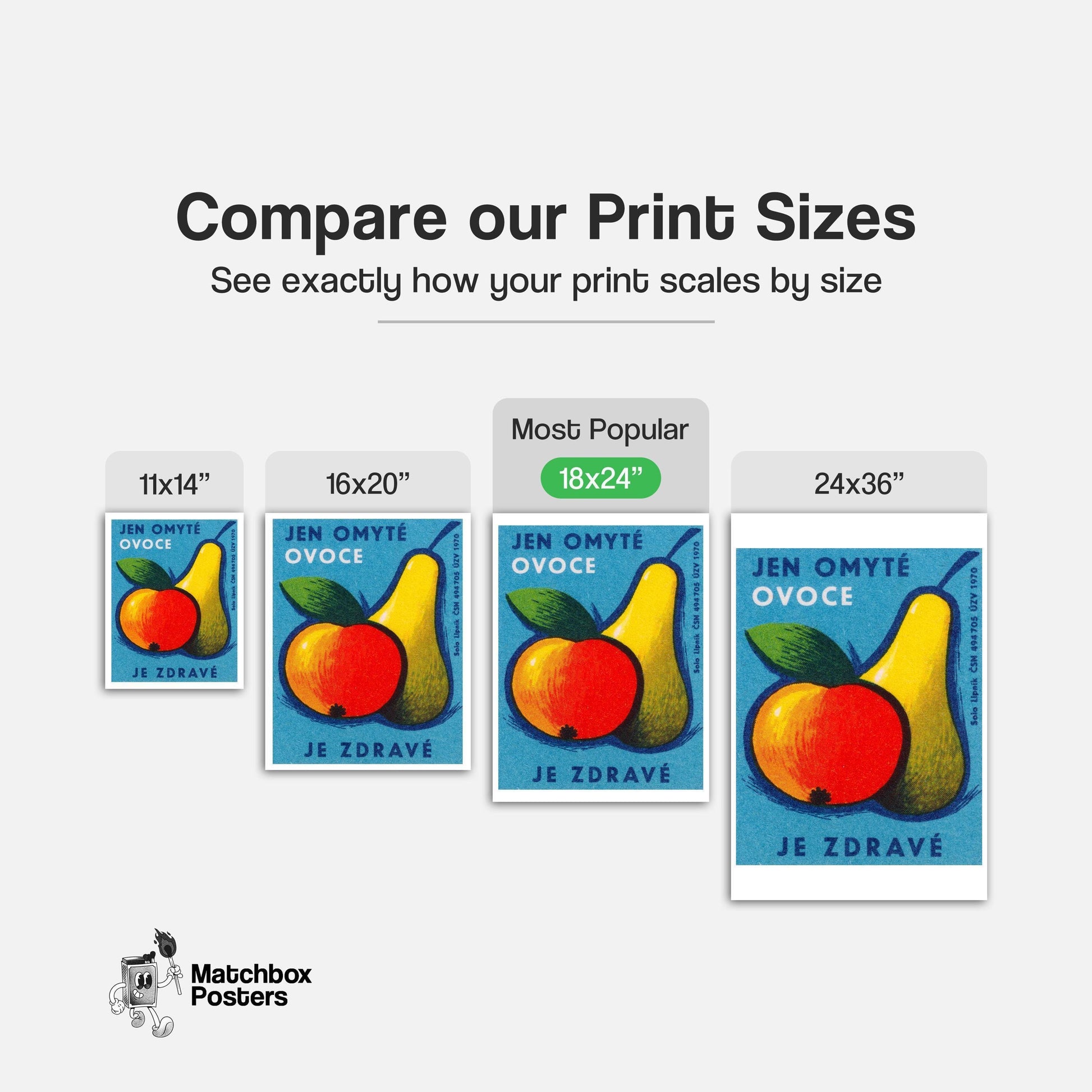 Fruit Matchbox Print: Vintage Czech - vintage matchbox label print - gallery wall preview