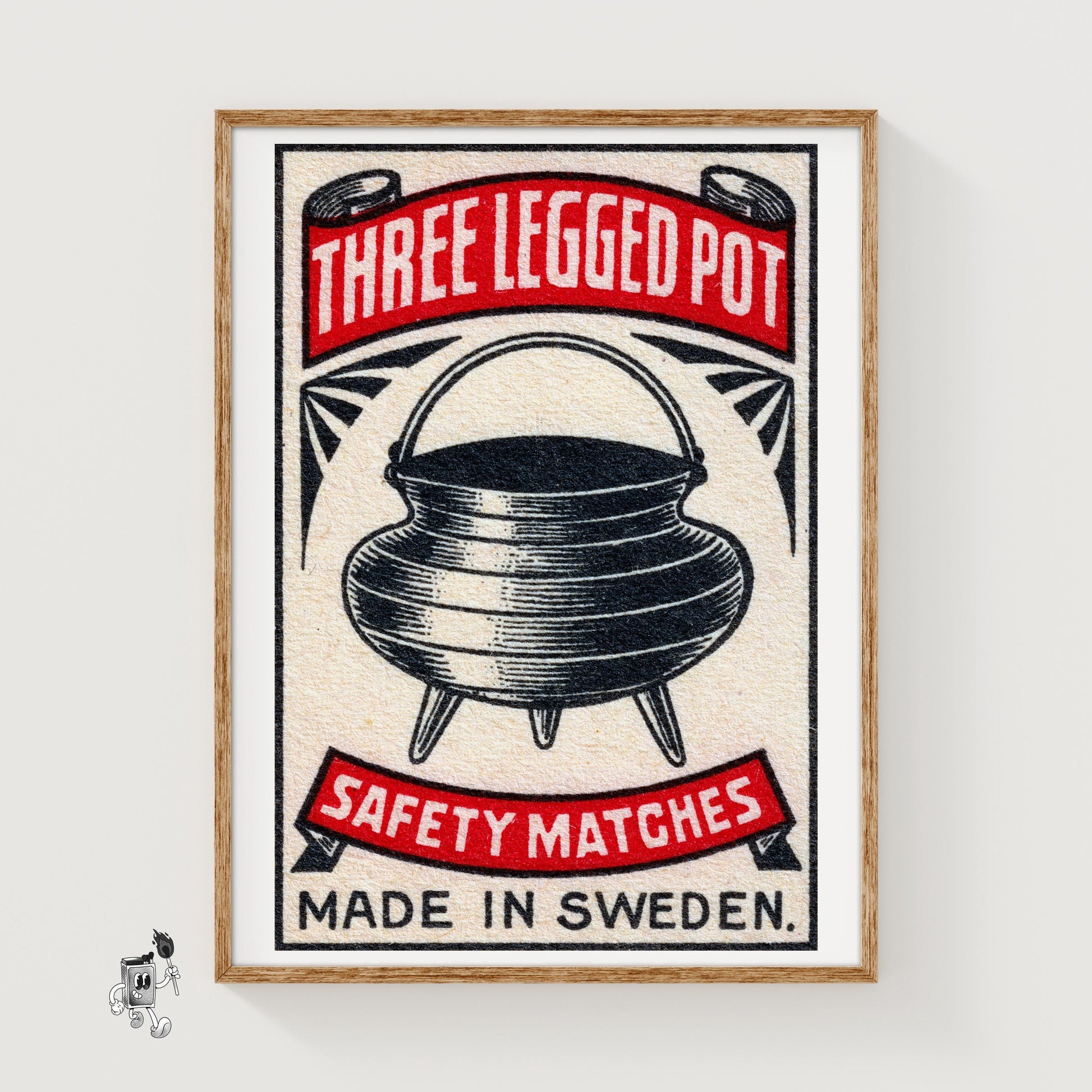 Three-Legged Pot - vintage matchbox label print