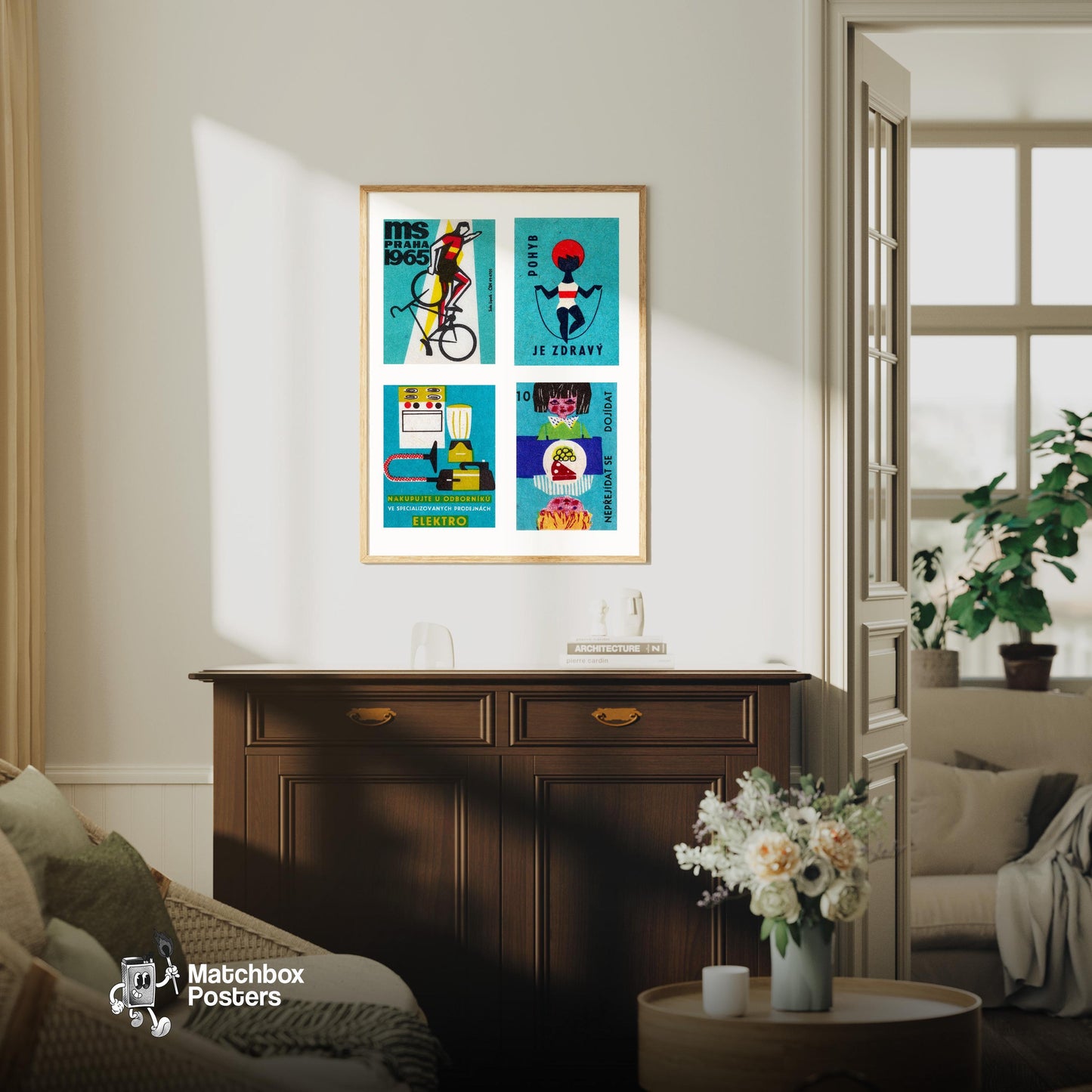 Four Vintages - vintage matchbox label print - framed wall art preview