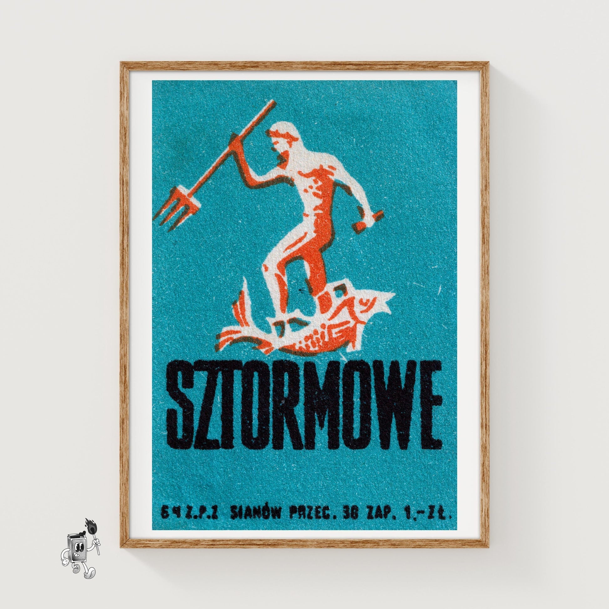 Poseidon - vintage matchbox label print