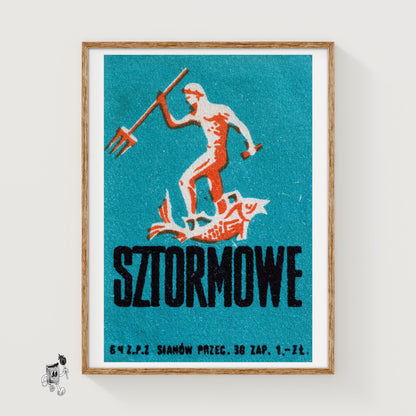 Poseidon - vintage matchbox label print