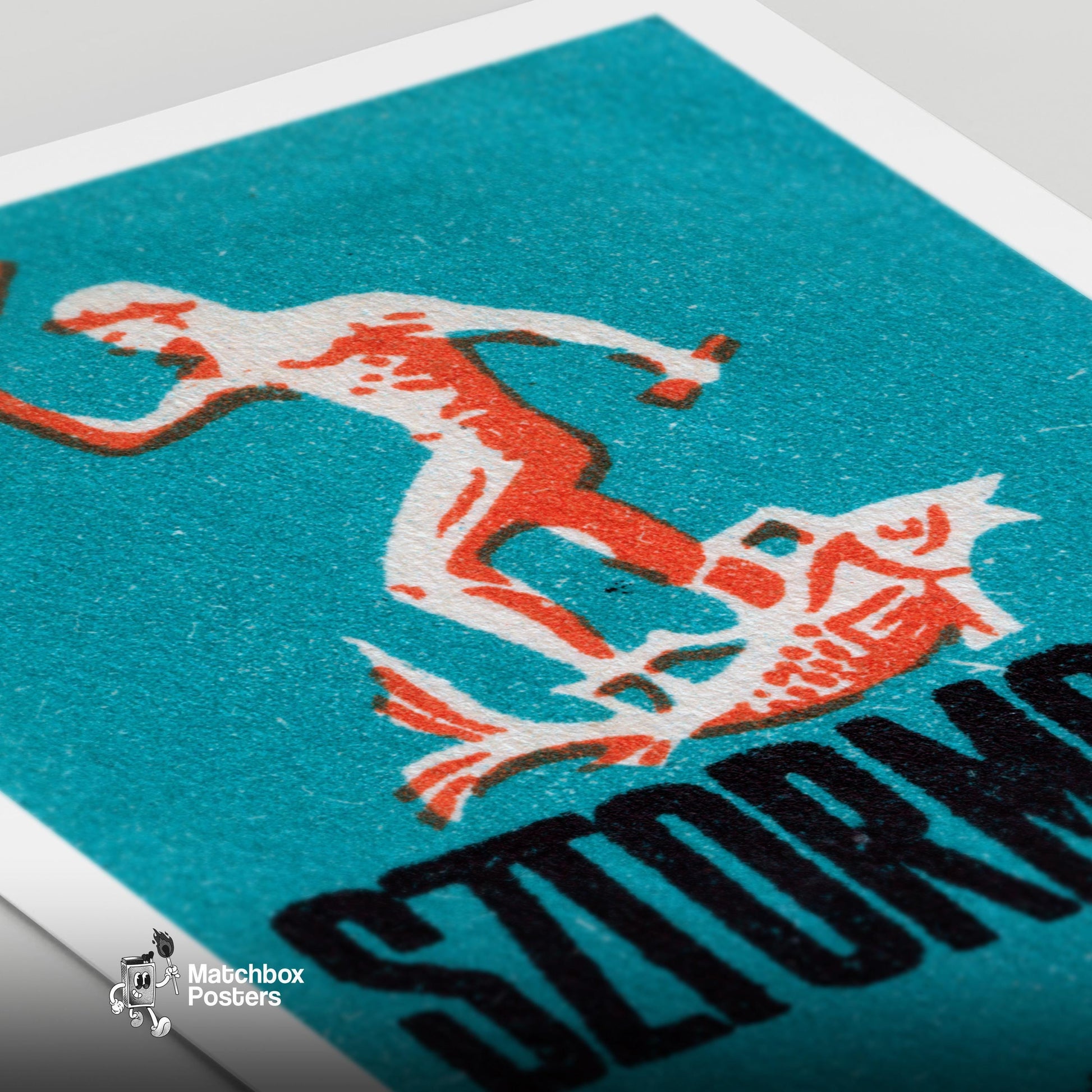 Poseidon - vintage matchbox label print - close-up detail
