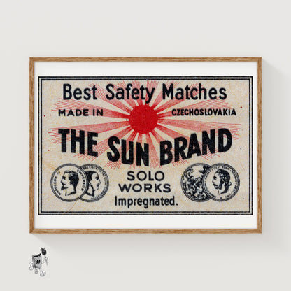The Sun Brand - vintage matchbox label print