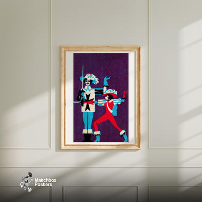 Musketeers - vintage matchbox label print - bedroom mockup