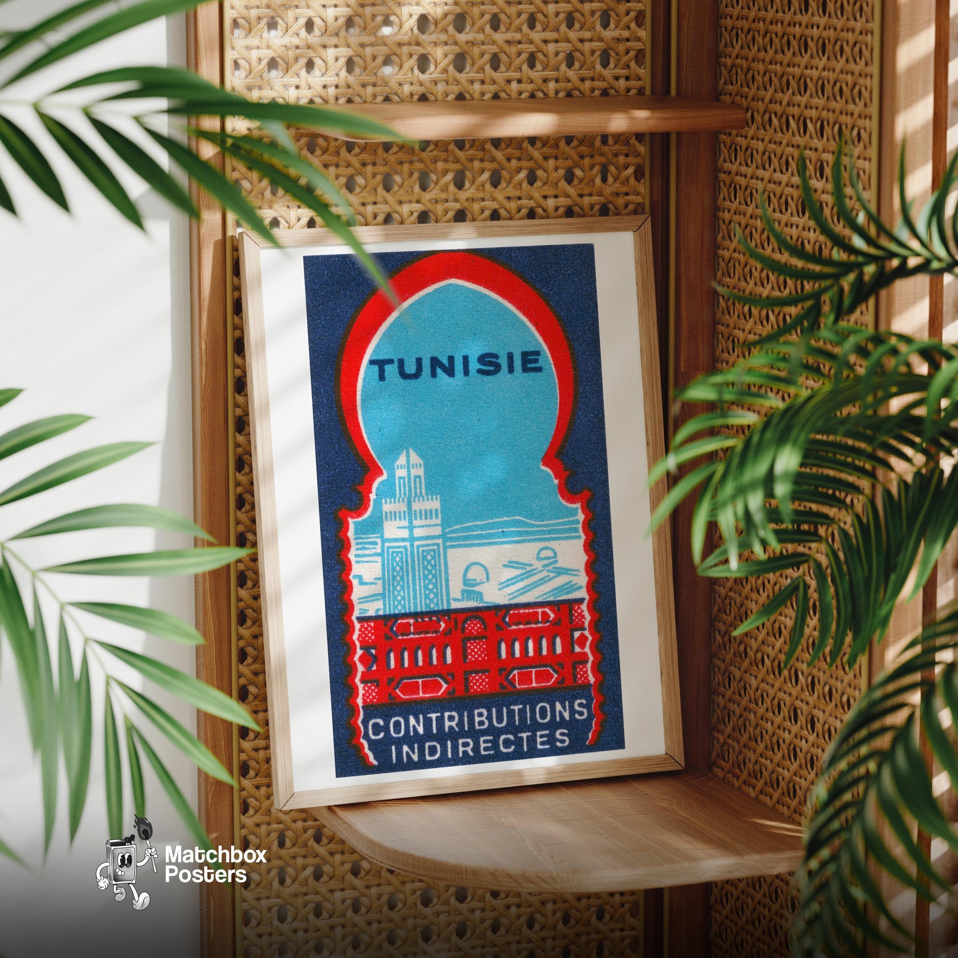 Tunisia - vintage matchbox label print - office wall