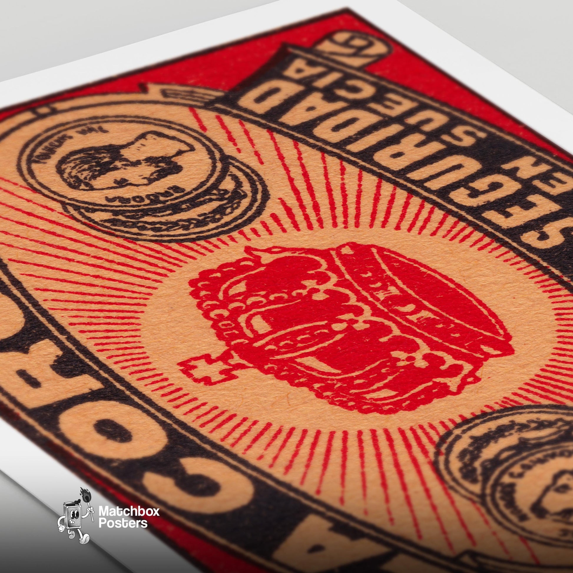 La Corona - vintage matchbox label print - close-up detail