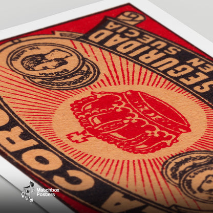 La Corona - vintage matchbox label print - close-up detail