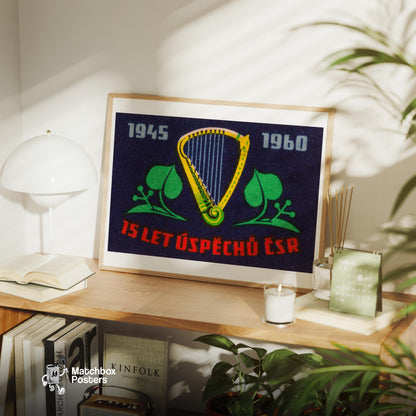 Golden Harp - vintage matchbox label print - office wall