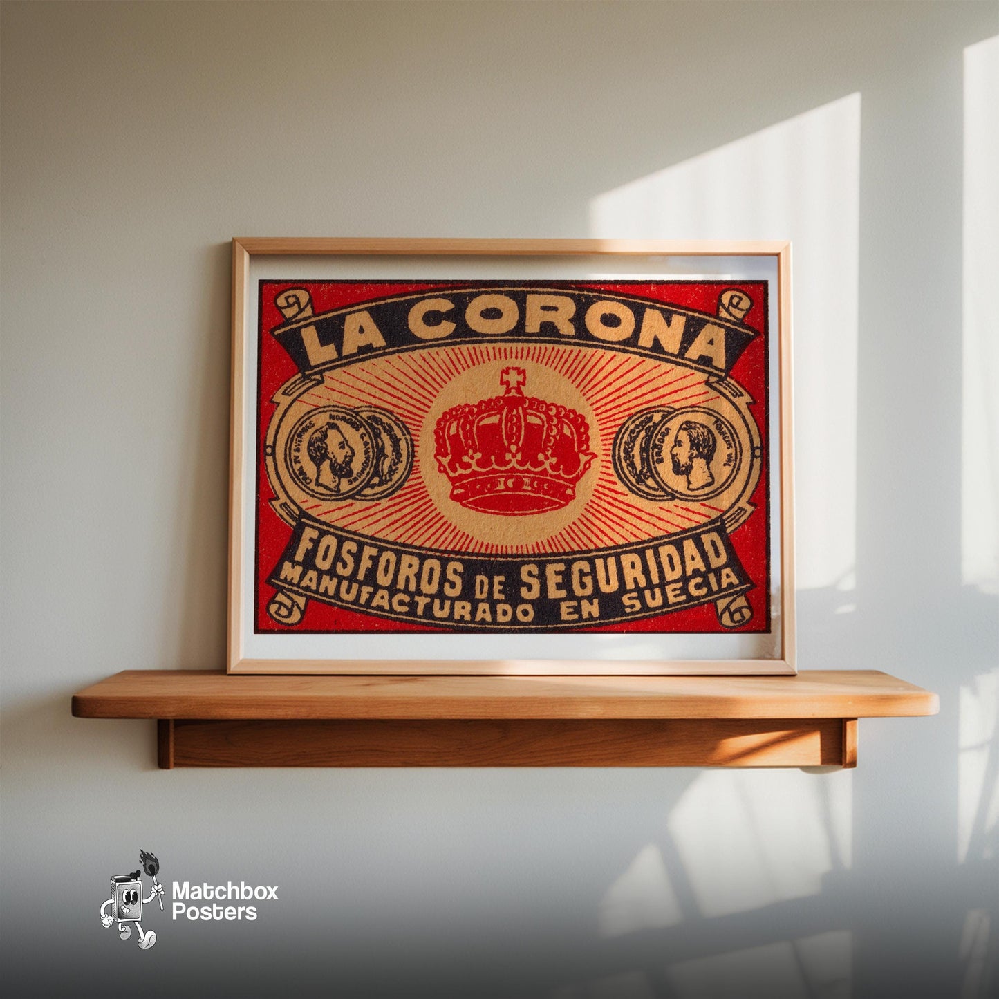 La Corona - vintage matchbox label print - size comparison