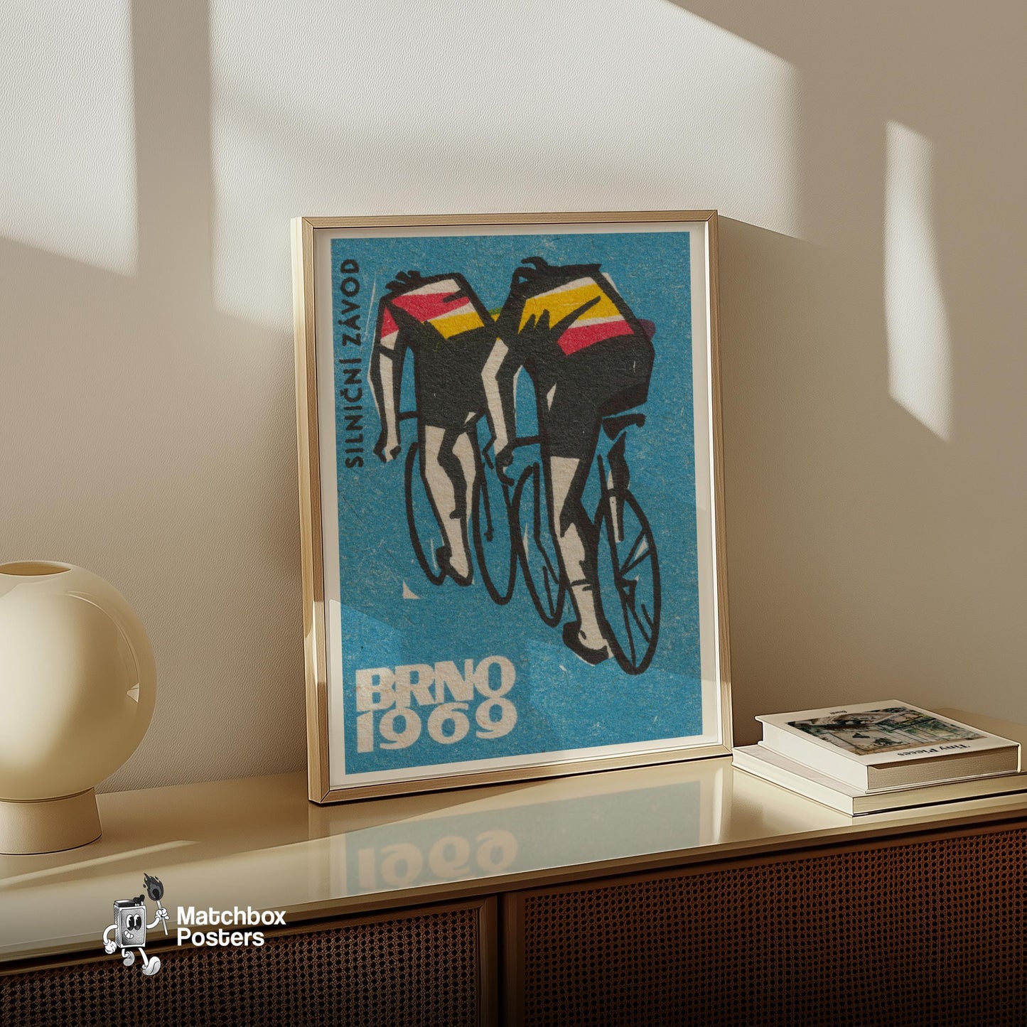 Track Cycling World Championship Brno - vintage matchbox label print - size comparison