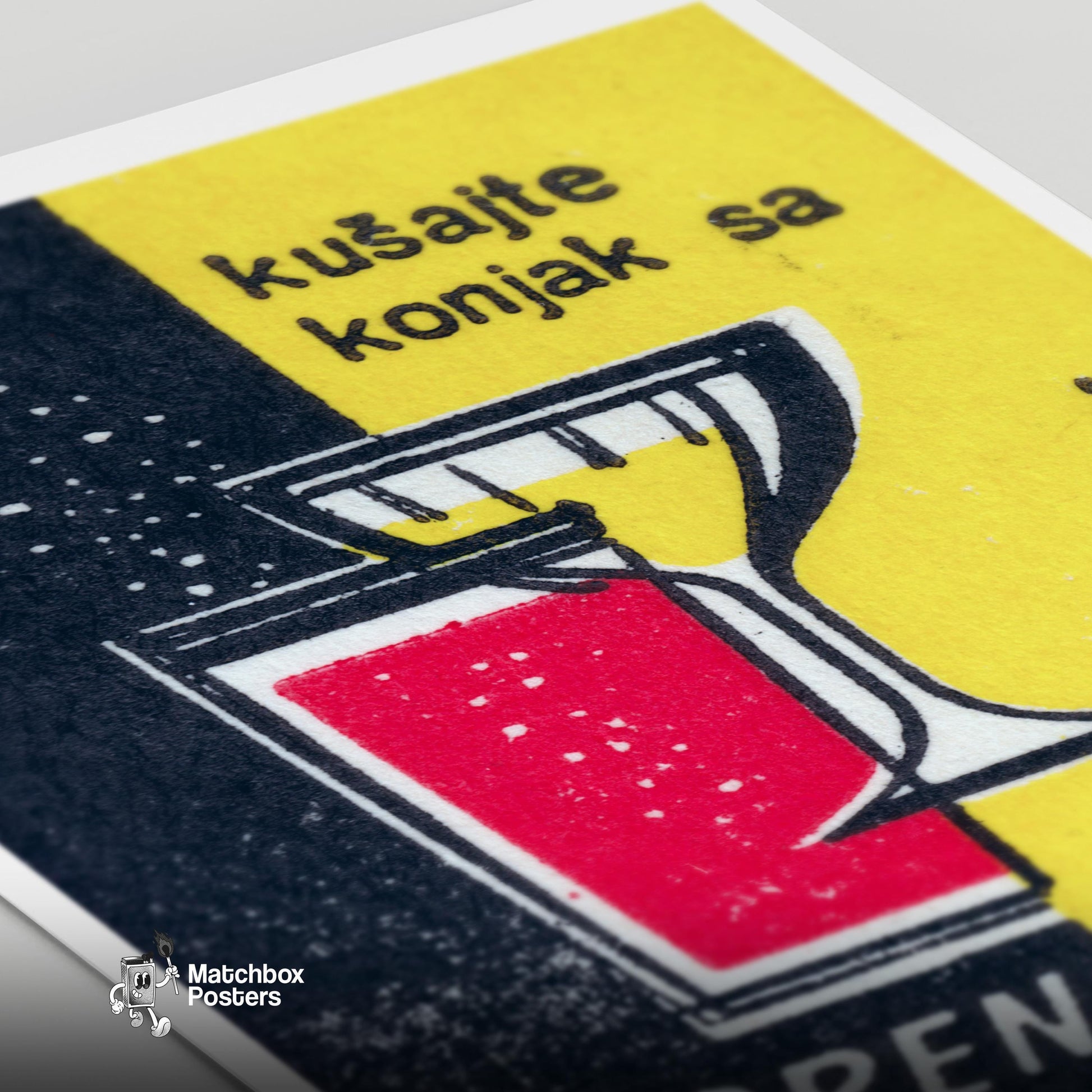 Cocktail Glass - vintage matchbox label print - close-up detail