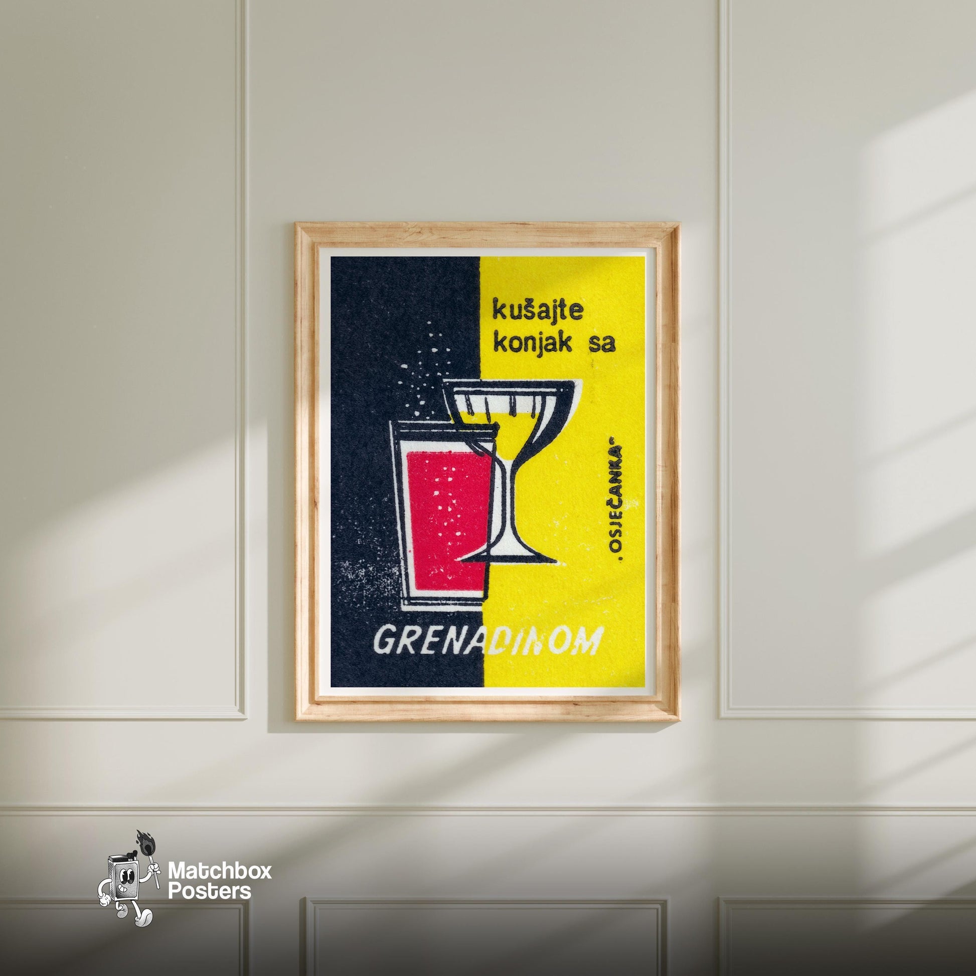 Cocktail Glass - vintage matchbox label print - bedroom mockup