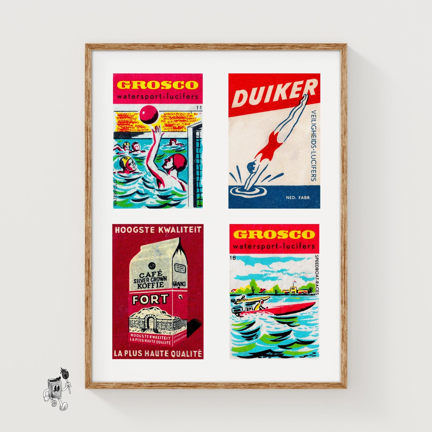 Red Dutchs Grid Print - vintage matchbox label print