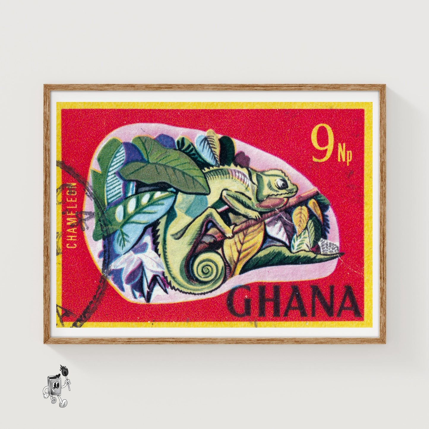 Chameleon - vintage matchbox label print