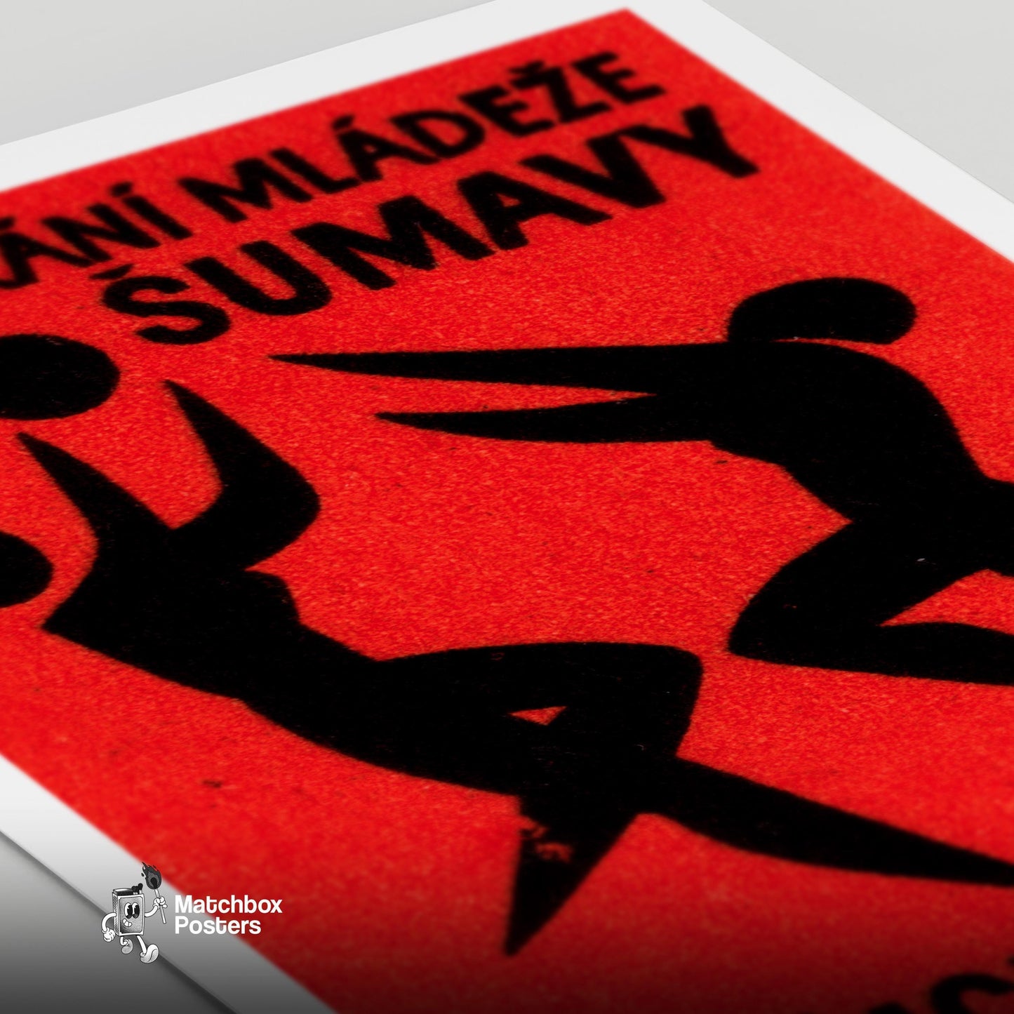 Athletes - vintage matchbox label print - close-up detail