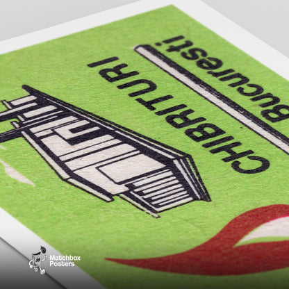 Bucharest Match Factory - vintage matchbox label print - close-up detail