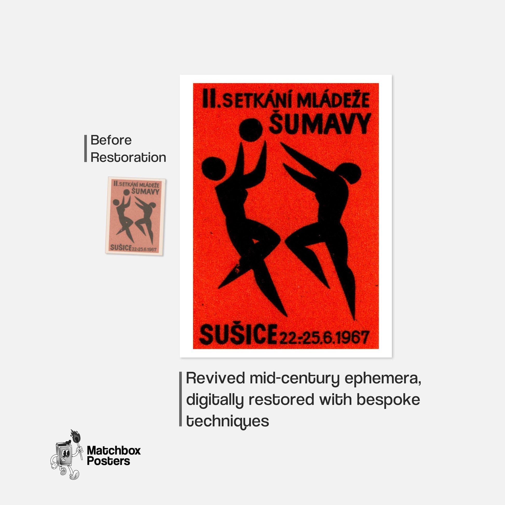 Athletes - vintage matchbox label print - framed wall art preview