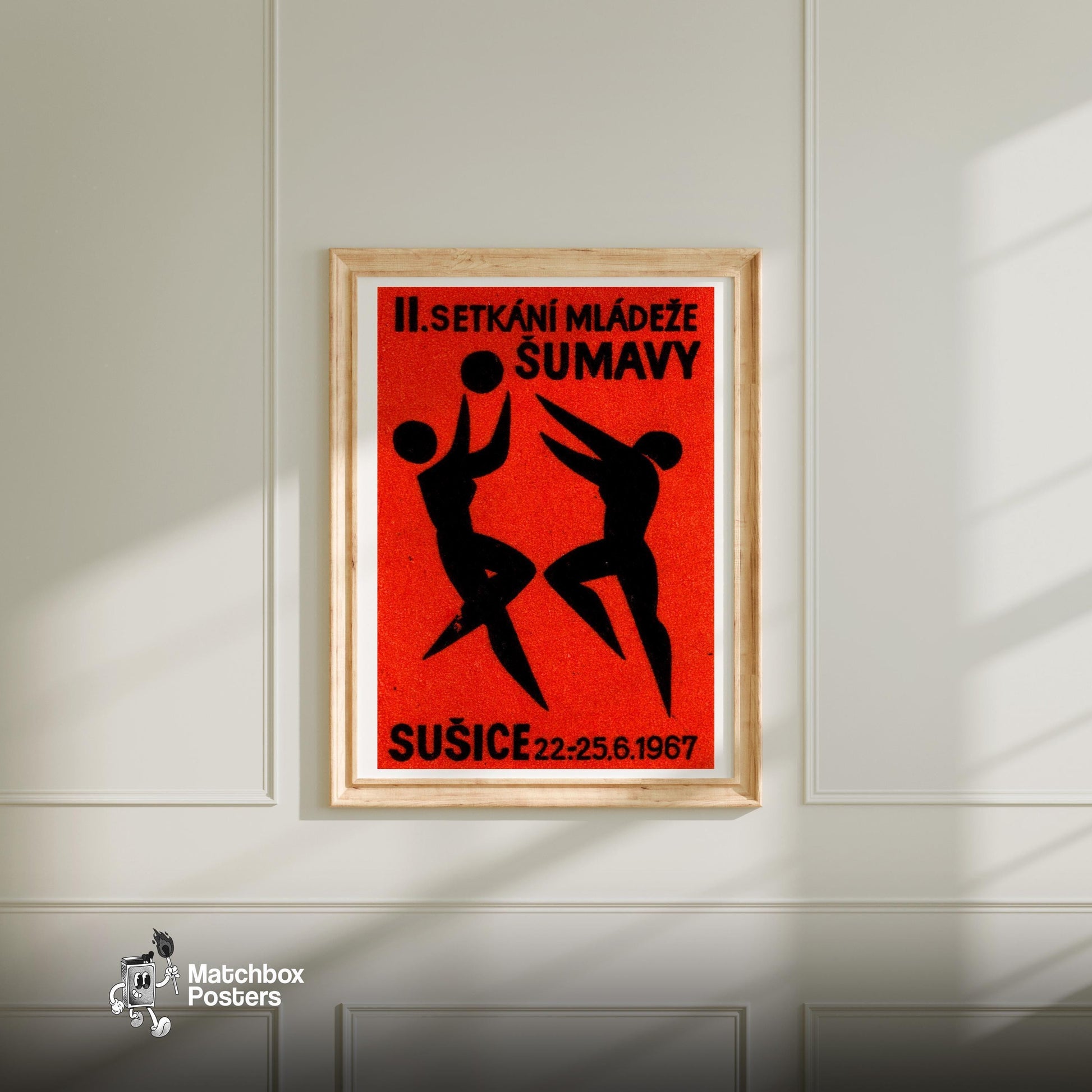 Athletes - vintage matchbox label print - bedroom mockup